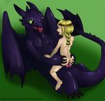  anus astrid astrid_hofferson bestiality butt butt_grab dragon female feral green_eyes headband how_to_train_your_dragon human human_on_feral interspecies male mammal night_fury penetration penis purple_body pussy sex straight toothless vaginal vaginal_penetration wings 