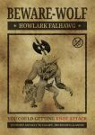  absurd_res anthro armor axe barbarian canid canine codpiece ear_piercing english_text fangs foirgairwolf hi_res howlark_(foirgairwolf) huge_filesize jewelry male mammal mythological_canine mythological_creature mythology piercing poster simple_background solo tan_background teeth text text_on_paper tribal wanted_poster weapon_on_back weapon_on_shoulder werecanid werecanine werecreature werewolf 