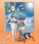  2025 absurd_res ahoge animated_skeleton anthro areola areola_slip barefoot beach_chair big_breasts black_bottomwear black_clothing black_pants blue_clothing blue_shirt blue_sweatshirt blue_topwear blush blush_stickers bodily_fluids bone bottomwear breasts canid clothed clothed_anthro clothed_female clothed_humanoid clothed_male clothing cloud daisy_dukes denim denim_bottomwear denim_clothing denim_shorts dot_eyes duo eyewear fanning fanning_self feet felid female goggles green_hair grin hair hand_on_hip hi_res hotpants huge_breasts humanoid hyper hyper_breasts larger_anthro larger_female male mammal midriff motion_lines navel outside pants red_bikini_top sand sans_(undertale) shirt shorts simple_eyes size_difference skeleton smaller_humanoid smaller_male smile sun sun_reflector sweat sweaty_breasts sweaty_face tail tem temmie_(undertale) thebonezonedeluxe topwear translucent translucent_clothing translucent_shirt translucent_topwear undead under_boob undertale undertale_(series) 