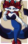  2026 4_fingers absurd_res big_breasts black_body blue_body breasts cleavage clothed clothing fakemon female fingers flo_(al3344) florges generation_6_pokemon hi_res huge_breasts humanoid multicolored_body nintendo orange_body pokemon pokemon_(species) purple_body red_body sawcraft1 semi-humanoid simple_background solo tan_body white_body 