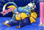  2026 4_toes all_fours anthro anthro_on_anthro anthro_penetrated anthro_penetrating anthro_penetrating_anthro ass_up balls big_breasts big_butt black_inner_ear black_nose blonde_hair blue_background blue_body blue_clothing blue_fur blue_legwear blush bodily_fluids breasts breath butt canid canine carina_(felino) clothing cum cum_from_vagina cum_in_vagina cum_inside cum_on_butt cum_on_penis cum_splatter cum_string doggystyle duo erection eyes_closed fangs feet felid felino female female_penetrated fox from_behind_position fur genital_fluids genitals grin hair hi_res interspecies legwear lust_bar male male/female male_penetrating male_penetrating_female mammal mostly_nude motion_lines nipples nude open_mouth pantherine pawpads penetration penis pink_nipples pink_pawpads pink_penis pink_vulva sex shaking sharp_teeth simple_background smile smirk sperm_cell striped_body striped_fur stripes teeth thick_thighs tiger toes trembling vaginal vaginal_penetration vulva white_balls white_hair yellow_body yellow_fur yellow_stripes zack_(pundercracker) 