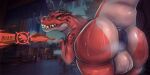  absurd_res animal_genitalia anus aroused ass_up backsack balls bedroom_eyes big_butt biped bodily_fluids butt butt_focus claw_fingers claws cydersil dessert devil_dinosaur dinosaur doughnut feral finger_claws food genitals half-closed_eyes hi_res horn huge_butt looking_at_viewer looking_back male markings markings_on_body multicolored_body muscle_tone muscular muscular_male musk musky_anus musky_balls musky_butt narrowed_eyes neck_muscles nude open_mouth pastry prehistoric_species presenting presenting_anus presenting_hindquarters puffy_anus raised_tail rear_view red_body reptile saurischian scale_markings scales scalie scaly_tail seductive seductive_mouth smile solo sweat sweatdrop sweaty_balls sweaty_butt sweaty_genitalia sweaty_legs sweaty_thighs tail tail_markings teeth text theropod thick_tail thick_thighs tyrannosaurid tyrannosauroid tyrannosaurus tyrannosaurus_rex white_body wide_hips 