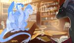  ambiguous_gender black_body black_scales blue_body blue_eyes blue_scales blurred_background book bookshelf brown_body brown_scales claws dragon english_text european_mythology feral finger_claws frown furniture green_eyes group half-closed_eyes head_spikes heart_symbol hi_res horn icewing_(wof) inside library long_neck long_tail looking_at_another lucithen membrane_(anatomy) membranous_wings moonwatcher_(wof) mythological_creature mythological_scalie mythology narrowed_eyes nightwing_(wof) pinned pinned_to_ground qibli_(wof) sandwing_(wof) scales scalie shaded shaking sitting smile snout spikes spikes_(anatomy) stinger_tail tail text toe_claws trembling trio watermark western_dragon wing_claws wings wings_of_fire winter_(wof) 