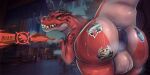  absurd_res animal_genitalia anus aroused ass_up backsack balls bedroom_eyes big_butt biped bodily_fluids butt butt_focus claw_fingers claws cydersil dessert devil_dinosaur dinosaur doughnut feral finger_claws food genitals half-closed_eyes hi_res horn huge_butt looking_at_viewer looking_back male markings markings_on_body multicolored_body muscle_tone muscular muscular_male musk musky_anus musky_balls musky_butt narrowed_eyes neck_muscles nude open_mouth pastry prehistoric_species presenting presenting_anus presenting_hindquarters puffy_anus raised_tail rear_view red_body reptile saurischian scale_markings scales scalie scaly_tail seductive seductive_mouth smile solo sticker sticker_on_butt sweat sweatdrop sweaty_balls sweaty_butt sweaty_genitalia sweaty_legs sweaty_thighs tail tail_markings teeth text theropod thick_tail thick_thighs tyrannosaurid tyrannosauroid tyrannosaurus tyrannosaurus_rex white_body wide_hips 