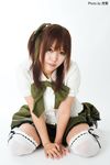  bow cosplay hair_bow hairbow highres miniskirt photo ribbon ribbons shimizu_miu_(model) skirt thigh-highs thighhighs zettai_ryouiki 