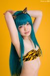  bikini blue_hair cosplay highres horns lum namada photo swimsuit urusei_yatsura 