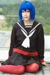  blue_hair character_request cosplay highres oose photo red_legwear red_pantyhose sailor sailor_uniform school_uniform serafuku source_request tagme_character tagme_series 