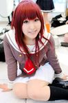  cosplay hino_kahoko kiniro_no_corda moeka moeka_(cosplayer) photo red_hair redhead school_uniform serafuku 