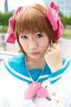  amami_haruka chippi cosplay hairbows highres idolmaster photo sailor sailor_uniform school_uniform serafuku 