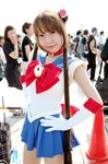  bishoujo_senshi_sailor_moon cosplay hairpods photo sailor_moon school_uniform serafuku tsukino_usagi twintails 