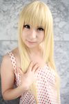  amamiya_laiko ana_coppola blonde_hair child cosplay dress highres ichigo_mashimaro photo strawberry_pattern uncanny_valley 