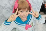  amami_haruka chippi cosplay hairbows idolmaster photo sailor sailor_uniform school_uniform serafuku 