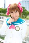  amami_haruka chippi cosplay hairbows highres idolmaster photo sailor sailor_uniform school_uniform serafuku 