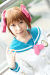  amami_haruka chippi cosplay hairbows highres idolmaster photo sailor sailor_uniform school_uniform serafuku 