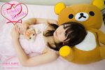  bed dress flower_peach_2 katou_mari photo stuffed_animal stuffed_animals stuffed_toy teddy_bear 
