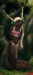 absurd_res anthro athletic athletic_anthro athletic_female bangs black_body black_fur blonde_hair blue_eyes breasts chel_(the_road_to_el_dorado) clothed clothed_anthro clothing cosplay digital_drawing_(artwork) digital_media_(artwork) dreamworks ear_piercing ear_ring felid feline female ferrn forest forest_background fur gynomorph_(lore) hair hands_behind_back hi_res long_ears long_hair long_tail looking_at_viewer mammal muscular muscular_anthro muscular_female nature nature_background outside pantherine pecs piercing plant pose ring_piercing slim small_breasts small_waist solo standing straight_bangs tail the_road_to_el_dorado toshi_(ferrn) tree tribal tribal_clothing white_hair