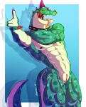 abs absurd_res animal_genitalia anthro bodily_fluids collar facial_piercing genital_slit genitals goat_(movie) hi_res komodo_dragon lizard looking_at_viewer male modo_olachenko monitor_lizard muscular muscular_anthro muscular_male nose_piercing nude open_mouth pecs piercing reptile saliva saliva_string scalie seanthederg solo sony_corporation sony_pictures spiked_collar spikes tail