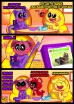 absurd_res anthro avian bear bird blush bobby_bearhug candy_cat catnap_(poppy_playtime) chicken comic domestic_cat felid feline felis female galliform group hi_res kickinchicken laugh male mammal message mob_entertainment phasianid poppy_playtime red_face rocketlennon smiling_critters spanish_text text translated trio