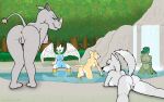 accipitrid accipitriform anthro anus avian bathing bent_over bird blue_body blue_feathers breasts butt canid canine canis crocodile crocodilian crooler_(legends_of_chima) eagle emperorstarscream eris_(legends_of_chima) feathers felid female fur genitals green_body green_scales grey_body grey_skin group legends_of_chima lego li'ella_(legends_of_chima) lion lying mammal multicolored_body multicolored_feathers nipples nude nude_anthro nude_female on_front outdoor_nudity outside pantherine partially_submerged reptile rhinoceros rinona_(legends_of_chima) scales scalie tail tan_body tan_fur two_tone_body two_tone_feathers vulva water white_body white_feathers white_fur windra_(legends_of_chima) wolf