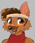 accessory anthro canid canine clothed clothing dreamworks forgotten_island fumicake hair headband hi_res looking_at_viewer male mammal open_mouth raww_(forgotten_island) smile solo tagme teeth werecanid werecanine werecreature weredog