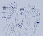 2026 accessory anthro anus backsack balls big_tail black_eyebrows butt chest_tuft circumcised clothing clothing_pull crotch_tuft dialogue domestic_cat english_text eyebrows feet felid feline felis flaccid genitals hand_on_knee hand_on_leg hi_res holding_knee holding_leg humanoid_genitalia humanoid_penis knee_pulled_up lackadaisy leaning_on_object legwear looking_at_self looking_back male mammal mostly_nude mostly_nude_male narrowed_eyes navel necktie nerunaur on_one_leg pawpads paws penis perineum presenting presenting_hindquarters rocky_rickaby saggy_balls signature simple_background sketch slim slim_male smile snaggle_tooth solo speech_bubble standing tabby_cat tail text thigh_highs tuft