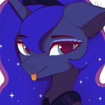 1:1 1_horn absurd_res blep blue_eyeshadow closed_smile digital_drawing_(artwork) digital_media_(artwork) equid equine eyelashes eyeshadow female female_feral feral friendship_is_magic hair hasbro hi_res highlights_(coloring) horn makeup mammal monotone_background mouth_closed my_little_pony mythological_creature mythological_equine mythology nnalyart princess_luna_(mlp) procreate_(artwork) purple_body purple_hair purple_highlights purple_horn quadruped shaded simple_background smile solo sparkles sparkling_hair spiral_horn teal_eyes tongue tongue_out unicorn white_background