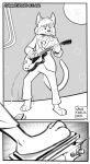 2025 absurd_res accessory anthro barefoot biped bottomwear canisfidelis cheek_tuft clothed clothing domestic_cat electric_guitar eyebrows facial_tuft feet felid feline felis front_view guitar hi_res holding_guitar holding_musical_instrument holding_object jacket looking_at_object male mammal medium_hair monochrome musical_instrument necktie pants plantigrade playing_guitar playing_music plucked_string_instrument solo string_instrument suit t.c._clevinger the_wild_guesses topwear tuft two_panel_image