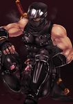  1boy abs anal anal_object_insertion armor blush bulge butt_plug dead_or_alive egg_vibrator eyes_closed gloves male_focus mask muscle ninja ninja_gaiden object_insertion penis ryu_hayabusa sex_toy solo steam sweat sword vibrator weapon 