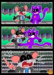 absurd_res angry anthro black_body catnap_(poppy_playtime) comic cross-popping_vein domestic_cat duo felid feline felis hi_res kicking_balls male mammal mob_entertainment murid murine nightmare_critters pain poppy_playtime purple_body rat rocketlennon rodent smiling_critters spanish_text tail text touille_(poppy_playtime) translated