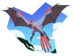 2026 4_toes absurd_res ambiguous_feral ambiguous_gender black_body black_claws black_feathers black_membrane black_scutes black_wings blue_sky claws cloud combos-n-doodles day dinosaur feathered_dinosaur feathered_scalie feathers feet feral flying glistening glistening_eyes grey_body grey_feathers grey_wings hi_res membrane_(anatomy) membranous_wings multicolored_body multicolored_feathers multicolored_wings open_mouth orange_eyes outside palm_tree plant prehistoric_species pupils red_body red_feathers red_wings reptile saurischian scalie scansoriopterygid scuted_feet scuted_legs scutes sharp_teeth sky snout solo spread_wings tail tail_feathers teeth theropod toe_claws toes tree wings yi_qi