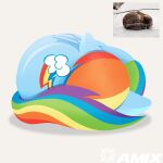 1:1 acting_like_a_cat amix_flare blue_body curled_up cutie_mark domestic_cat equid equine feathered_wings feathers felid feline felis female folded_wings friendship_is_magic hair hasbro hi_res mammal multicolored_hair multicolored_tail my_little_pony mythological_creature mythological_equine mythology pegasus photo rainbow_dash_(mlp) rainbow_hair rainbow_tail real sleeping solo tabby_cat tail wings