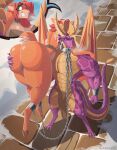 4_toes 5_fingers absurd_res activision aged_up anthro anthrofied balloonist_spyro big_breasts big_butt bottomwear bracelet breasts breath brown_body brown_fur brown_hair butt butt_grab camel_toe carrying_another chain chained_collar chained_cuffs chained_together chest_wraps claws clothed clothing collar deer digital_media_(artwork) dominant dominant_male dragon dragon_wings duo elora facial_spikes faun_(spyro) feet female fingers fur grass grope hair hand_on_butt hand_on_shoulder hi_res hiverdose hooves horn humanoid_hands jaw_spikes jewelry loincloth loincloth_only male mammal muscular muscular_male mythological_creature mythological_scalie mythology neck_spikes outside path plant predator/prey purple_body purple_scales rear_view scales scalie scut_tail short_tail shoulder_carry snow spiked_collar spikes spikes_(anatomy) spyro spyro_the_dragon standing submissive submissive_female tail teeth thick_thighs toes topless wraps