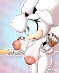 anthro areola barely_visible_genitalia barely_visible_vulva big_breasts black_horn blue_eyes blue_sclera bovid breasts brown_clothing brown_gloves brown_handwear caprine clothing disembodied_hand eyelashes female fingerless_gloves front_view fur genitals gloves handwear head_tuft hi_res holding_breast horn huge_breasts idw_publishing inverted_nipples lanolin_the_sheep_(sonic) mammal nipples nude open_mouth pink_areola pink_nipples pink_nose sega sheep solo sonic_the_hedgehog_(comics) sonic_the_hedgehog_(idw) sonic_the_hedgehog_(series) tan_body tan_fur thick_thighs tuft vulva white_body white_fur wide_hips xenrevv