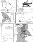 absurd_res angry anthro bed bedroom bodily_fluids clenched_teeth comic crying dialogue duo english_text facial_hair female furniture generation_9_pokemon hand_on_face hi_res human looking_up male mammal meowscarada monochrome nintendo pokemon pokemon_(species) sad shaking spicykiwi story sweat sweatdrop talking_to_another tears teeth text thomas_(spicykiwi) tulip_(spicykiwi)
