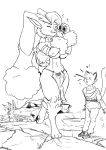2026 alpha_pokemon ambiguous_gender ankle_tuft anthro bag big_ears biped blood bodily_fluids bottomwear breasts buckteeth clothed clothed_male clothing collar digitigrade domestic_cat ear_frill ear_tuft fallout fallout:_pca felid feline felis female floppy_ears frill_(anatomy) generation_4_pokemon group heart_symbol hi_res holding_object leg_tuft line_art loincloth looking_at_another lop_ears lopunny male mammal medium_breasts medium_hair microsoft mohawk monochrome navel nintendo nosebleed pants pip-boy pokemon pokemon_(species) s-nina teeth tongue tongue_out topless topless_female trio tuft