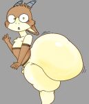 bedfellows big_butt bovid butt caprine furu_flami gary_(bedfellows) genitals goat huge_butt hyper hyper_butt looking_at_viewer male mammal penis raised_hand scared side_view small_penis solo