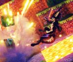 3d_(artwork) ambiguous_gender clothing creeper_(minecraft) digital_media_(artwork) duo explosion fur hair hi_res lava legwear microsoft minecraft mojang rexouium skinsuit tagme tight_clothing xbox_game_studios