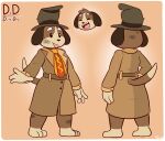 2026 3_toes 4_fingers accessory anthro barefoot black_eyes black_nose brown_body brown_clothing brown_coat brown_fur brown_topwear canid canine canis clothing coat d.d._(blissman2020) dipstick_tail dirt dirty domestic_dog eyes_closed fan_character fangs feet felino fingers floppy_ears front_view fur gloves_(marking) grey_clothing grey_hat grey_headwear hat headgear headwear hi_res leg_markings male mammal markings model_sheet multiple_expressions necktie open_mouth pixile_studios raised_hand rear_view red_necktie smile socks_(marking) solo super_animal_royale super_dog_(sar) tail tail_markings tan_body tan_fur teeth toes tongue tongue_out top_hat topwear yellow_necktie
