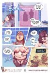 abe_(mikrogoat) anthro bathing bathing_together beaver black_nose blonde_hair blush bodily_fluids bottomwear brown_hair clothed clothed_anthro clothed_female clothed_male clothing comic dialogue duo english_text female flashback fur genitals hair hi_res lagomorph leporid male mammal mikrogoat mustelid otter overweight overweight_anthro overweight_female overweight_male pants pink_body pink_fur rabbit rodent shower showering showering_together standing steam stella_(mikrogoat) stretch_marks text tongue url vulva water wet wet_body wet_fur wet_hair