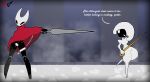 anthro arachnid arthropod deadzephyr4114 dialogue duo english_text female female/female hi_res hollow_knight:_silksong hollow_knight_(franchise) hornet_(hollow_knight) lace_(hollow_knight:_silksong) maebari silk spider team_cherry text weapon