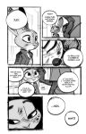 anthro bodily_fluids bruised bruised_face canid canine carrot_berry217 clothing collared_shirt comic dialogue digital_media_(artwork) dipstick_ears disney drooped_ears duo ear_markings english_text european_rabbit eyes_closed female fox hand_on_face jacket judy_hopps lagomorph leporid locker looking_aside looking_at_another looking_at_partner male male/female mammal markings monochrome multicolored_ears nick_wilde oryctolagus pain rabbit red_fox shirt sketch speech_bubble sweat sweatdrop t-shirt text topwear true_fox zootopia