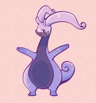 2023 absurd_res ambiguous_gender biped black_eyes blush blush_lines closed_smile colored curled_tail dragon facial_markings feet feral front_view full-length_portrait generation_6_pokemon goodra green_markings green_spots head_markings hi_res looking_at_viewer markings momensarada mouth_closed multicolored_body multicolored_skin multicolored_tail mythological_creature mythological_scalie mythology nintendo pink_background pokemon pokemon_(species) portrait purple_body purple_legs purple_tail scalie simple_background smile solo spots spread_arms standing tail tail_markings thick_tail toes two_tone_body two_tone_skin two_tone_tail white_sclera