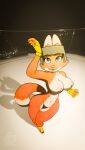 5_fingers absurd_res anthro areola big_breasts breasts canid canine cheek_tuft clothing diane_foxington dipstick_tail dreamworks eyelashes facial_tuft female fighting_ring fingerless_gloves fingers footwear fox fur genitals gloves green_eyes handwear hi_res humanoid_hands leondraw looking_at_viewer mammal markings navel nipples nude orange_body orange_fur pink_areola pink_nipples pink_nose smile solo tail tail_markings tan_body tan_fur the_bad_guys tuft vulva yellow_clothing yellow_footwear