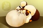 anthro arthropod bee belly big_butt bubble_butt bumble_beans_(fujiyamasamoyed) bumble_bee_(species) butt canid canine duo eyes_closed fujiyama_samoyed fur giant_food hi_res huge_butt huge_thighs hybrid hymenopteran hyper hyper_butt hyper_thighs insect macadamia_nut male mammal micro morbidly_obese morbidly_obese_anthro morbidly_obese_male obese obese_anthro obese_male overweight overweight_anthro overweight_male raccoon_dog shaded simple_background size_difference soft_shading solo tanuki thick_thighs watermark