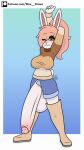 anthro balls bedroom_eyes big_balls big_penis blush bottomwear breasts cel_shading clothed clothed/nude clothing genitals gynomorph hair hand_behind_head happy hi_res high_boots huge_balls huge_penis humanoid_genitalia hyper hyper_balls hyper_genitalia hyper_penis intersex lagomorph leporid looking_at_viewer mammal max_draws molly_(max_draws) narrowed_eyes nude one_eye_closed patreon penis ponytail rabbit seductive shaded shorts simple_background solo standing stretching sweater topwear