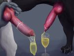 4:3 absurd_res anatomically_correct anatomically_correct_genitalia anatomically_correct_penis animal_genitalia animal_penis anthro anthro_on_feral balls bestiality bodily_fluids canine_genitalia canine_penis condom duo erection excessive_genital_fluids feral filled_condom genital_fluids genitals hi_res knot knot_grab knot_root_grab knotted_penis male male/male peeing peeing_while_erect penis penis_grab sexual_barrier_device steam stinkycoyote urine urine_in_condom urine_in_cup watersports wearing_condom