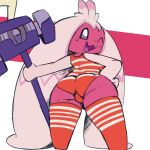 1:1 2026 archived_source barely_visible_breasts biped breasts butt camel_toe clothed clothed_female clothed_humanoid clothing digital_drawing_(artwork) digital_media_(artwork) eyelashes female female_humanoid full-length_portrait fully_clothed fully_clothed_female fully_clothed_humanoid generation_9_pokemon hammer hand_on_hip hatching_(art) hi_res holding_hammer holding_object holding_tool humanoid legwear looking_at_viewer looking_back looking_back_at_viewer multicolored_clothing multicolored_legwear multicolored_swimwear multicolored_thigh_highs nintendo noseless one-piece_swimsuit one_eye_closed open_mouth open_smile pattern_clothing pattern_legwear pattern_swimwear pattern_thigh_highs pink_body pinup pokemon pokemon_(species) portrait pose pseudo_hair red_clothing red_legwear red_swimwear red_thigh_highs shaded shortstack shortstack_female simple_background smile solo standing striped_clothing striped_legwear striped_swimwear striped_thigh_highs stripes swimwear tenga thick_thighs thigh_highs tinkaton tools two_tone_clothing two_tone_legwear two_tone_swimwear two_tone_thigh_highs vono white_clothing white_legwear white_swimwear white_thigh_highs wide_hips wink winking_at_viewer