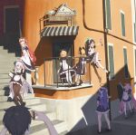 1boy 6+girls :d :o \o/ ^_^ absurdres against_railing alternate_costume alternate_hairstyle anger_vein animal_ear_headphones animal_ears ankle_boots ankle_strap ankleband apron aris_(blue_archive) aris_(maid)_(blue_archive) arm_at_side arm_support arm_up arms_at_sides arms_up awning balcony biluoyao black_boots black_bridal_gauntlets black_dress black_hair black_halo black_pantyhose black_shoes blonde_hair blue_archive blue_bow blue_bowtie blue_eyes blue_hair blunt_bangs blurry blurry_foreground boots bow bowtie breasts bridal_gauntlets brown_eyes cafe cat_cafe cat_ear_headphones cat_ears cat_tail cellphone_charm cellphone_photo charm_(object) chinese_commentary cleavage closed_eyes collared_dress commentary_request day dot_nose double-parted_bangs dress enmaided facing_ahead facing_away fake_animal_ears fake_tail flat_chest foot_dangle forehead frilled_wrist_cuffs frills game_development_department_(blue_archive) green_bow green_halo hair_bow halo hand_on_own_hip hand_on_railing hand_up hands_up headphones heel_up high_heels highres hime_cut holding holding_phone kei_(orange_robot)_(blue_archive) knee_up knees_together_feet_apart koyuki_(blue_archive) large_breasts leaning_back long_hair long_sidelocks long_sleeves looking_ahead looking_at_phone looking_at_viewer looking_back looking_to_the_side low_twintails maid maid_apron maid_headdress mary_janes mechanical_halo medium_dress midori_(blue_archive) midori_(maid)_(blue_archive) momoi_(blue_archive) momoi_(maid)_(blue_archive) multi-source_commentary multiple_girls no_pupils noa_(blue_archive) official_alternate_costume official_alternate_hairstyle open_mouth outdoors outstretched_arm outstretched_arms pantyhose parted_bangs parted_lips peanut_mouth petticoat phone pink_hair pink_halo plantar_flexion ponytail purple_eyes railing raised_inner_eyebrows rectangular_halo red_hair selfie sensei_(blue_archive) shade shoe_dangle shoes short_dress short_hair short_ponytail short_sleeves short_twintails siblings sidelocks sideways_mouth sisters sitting smile split_mouth stairs standing strapless strapless_dress swept_bangs tail taking_picture thighhighs twins twintails v very_long_hair waist_bow white_apron white_bow white_hair white_halo white_headdress white_pantyhose white_thighhighs wide_shot window_shutter wrist_cuffs wristband yellow_halo yuuka_(blue_archive) yuzu_(blue_archive) yuzu_(maid)_(blue_archive) zettai_ryouiki 