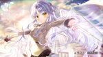  1girl angel angel_beats! angel_wings anime_screenshot artist_name backlighting black_skirt blue_sky blush brown_jacket cloud cloudy_sky cowboy_shot end_card feathered_wings floating_hair fujima_takuya grey_hair guest_art highres holding holding_umbrella jacket kaginado long_hair long_sleeves looking_at_viewer non-web_source outdoors outstretched_arms parted_bangs parted_lips pleated_skirt school_uniform skirt sky sleeves_past_wrists solo spread_arms sunlight sunset tachibana_kanade transparent transparent_umbrella umbrella very_long_hair white_wings wings yellow_eyes 
