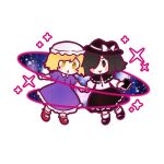  :> :o black_capelet black_eyes black_hair black_hat black_shoes black_skirt blonde_hair blush_stickers book bow buttons capelet chibi chibi_only chinese_commentary closed_mouth collared_dress commentary dress frilled_dress frills hair_over_one_eye hat hat_bow highres holding holding_book holding_hands long_sleeves lysosomes_(lys9s9mes) magical_astronomy maribel_hearn mary_janes medium_hair mob_cap official_alternate_costume open_mouth purple_dress red_shoes ribbon-trimmed_capelet ribbon-trimmed_skirt ribbon_trim shoes short_sleeves skirt socks sparkle star_(sky) sticker_(medium) swept_bangs touhou usami_renko white_bow white_hat white_socks yellow_eyes 